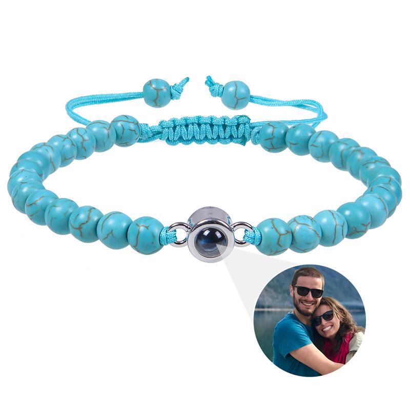 Personalisierte Foto-Armbänder Foto-Projektions-Armband Perlenarmbänder mit Bild darin 100 Sprachen Gedenkgeschenk