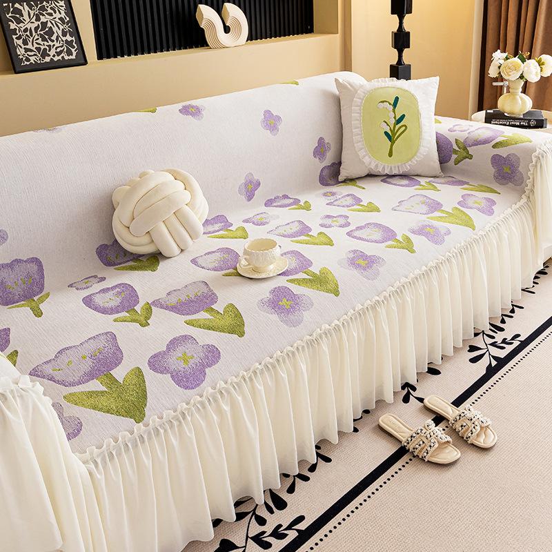 

All-season chenille sofa towel, a whole full-cover high-end skirt sofa blanket, French sofa cover 180*130cm