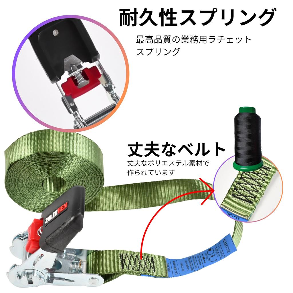 Cargo Securing Straps, Ratchet Type, for Moving and Transporting, Secured with Zinc Ratchet Straps, Cable Ties, Lashing Straps, Handy Gadgets, Suitcas