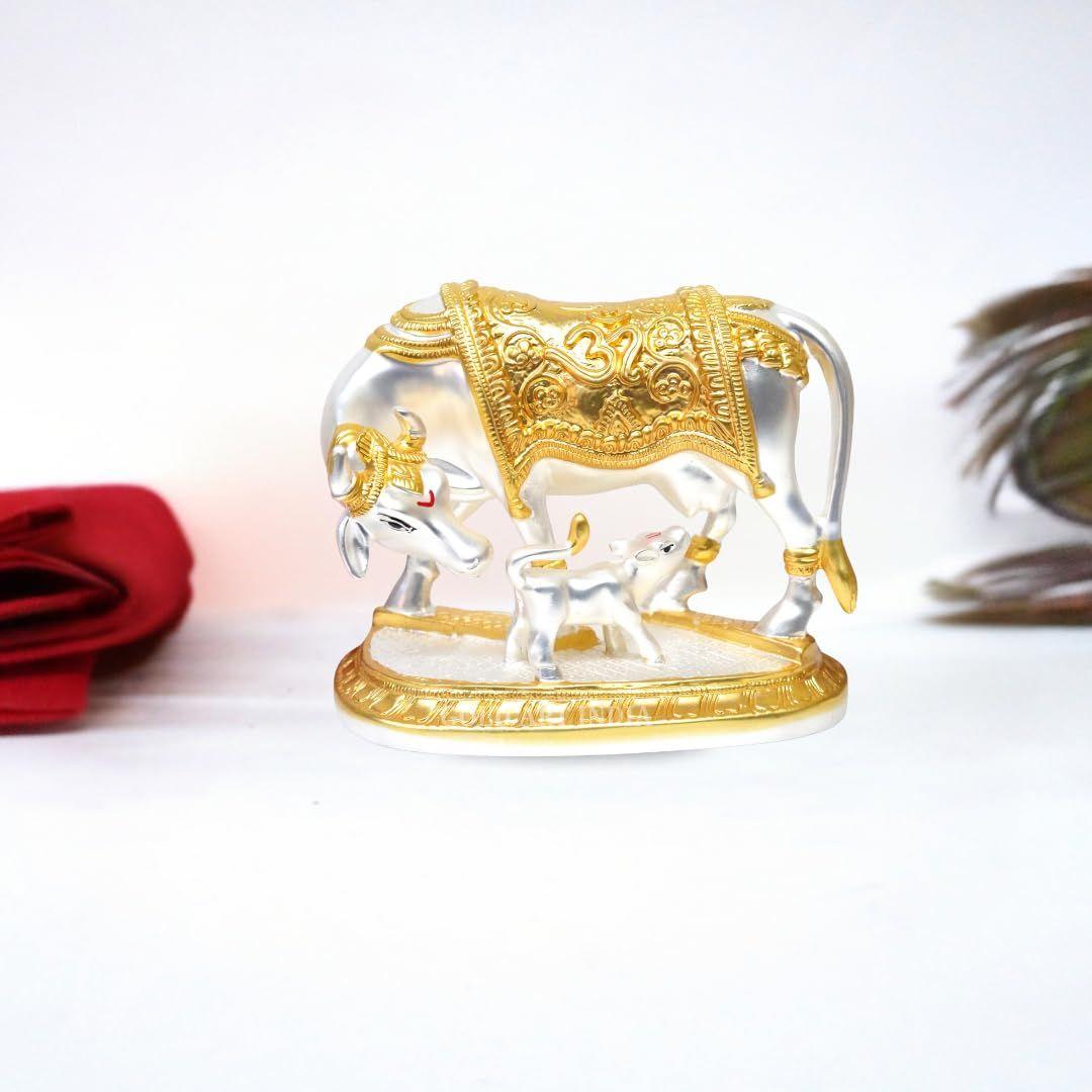 

Идол коровы Камдхену с теленком с золотым и серебряным покрытием и матовой отделкой | Домашний декор Гай Бачда Корова | Теленок для Васту | Положительная энергия