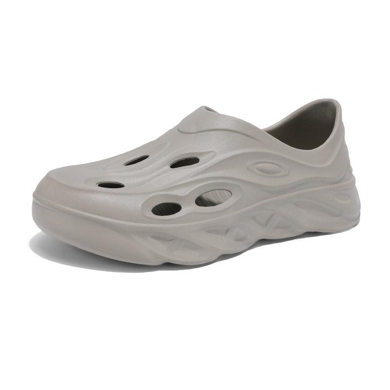 

Однотонные дырчатые туфли мужские летние тапочки на толстой подошве с защитой от наступания на голову из мешка с дерьмом нескользящие повседневные спортивные пляжные сандалии 44 серый