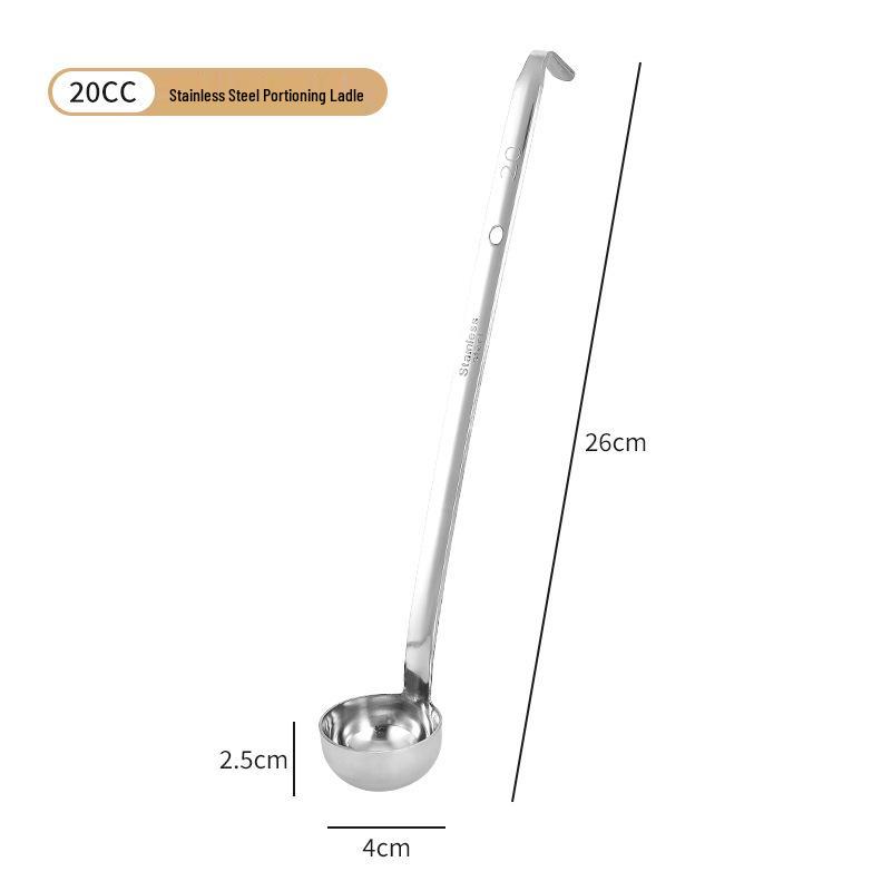 Stainless Steel Deepened Quantitative Spoon - Long Handle, Ounce Measure, Multiple Sizes, Ideal for Soups and Juices.