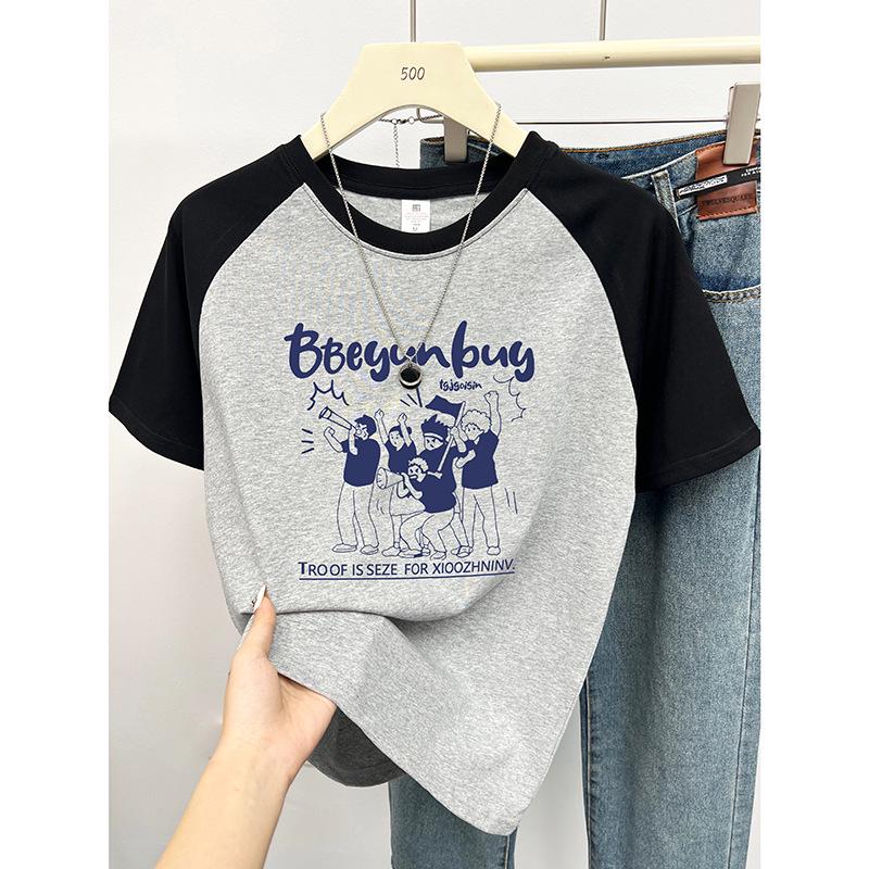 

Women s Pure Cotton Raglan Sleeve Cartoon Print Casual T-Shirt Extra Large