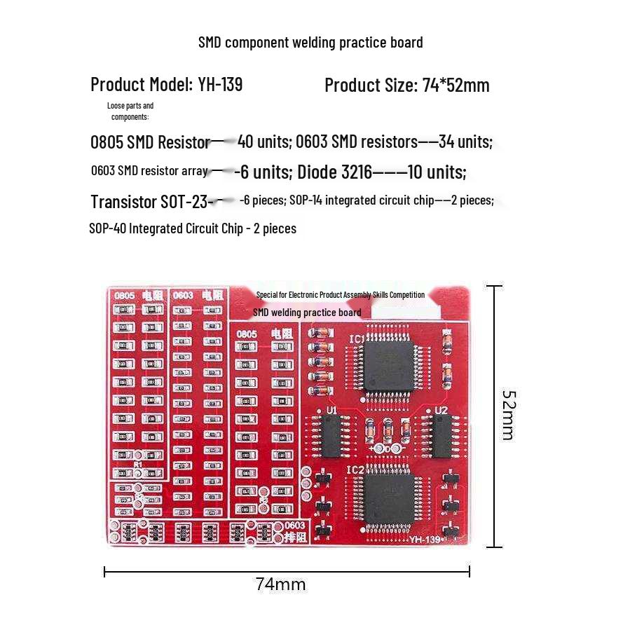 SMD Component Soldering Practice Board Kit – DIY Electronic Training for Electricians