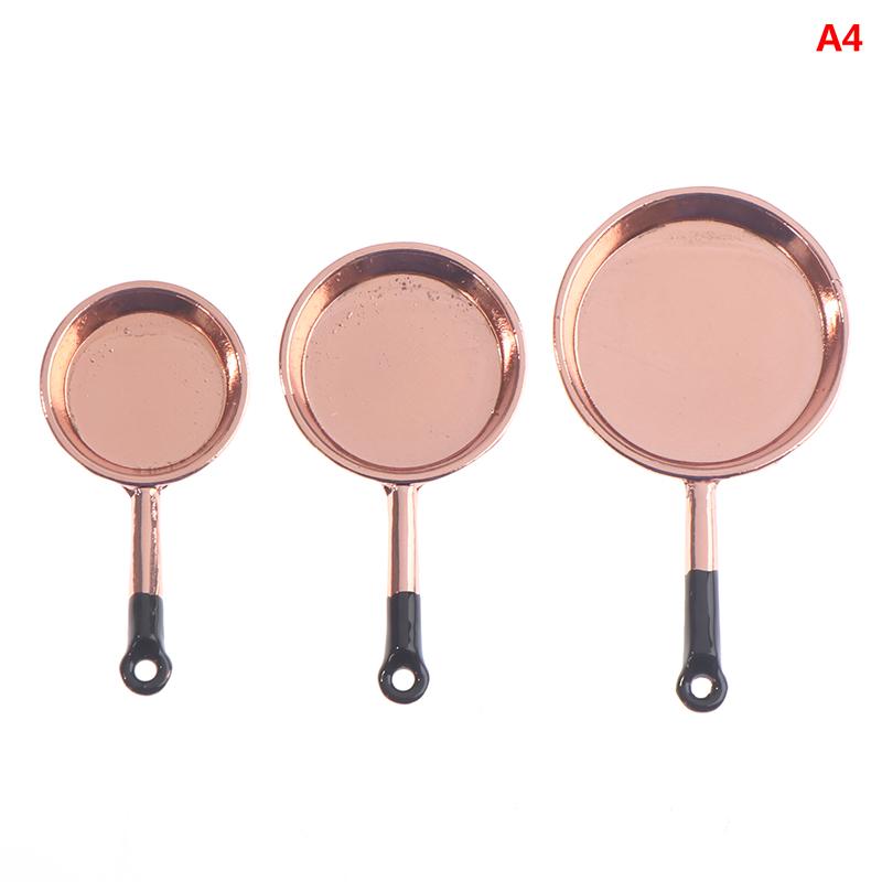 3Pcs/Set Dollhouse Miniature Metal Saucepan Simulation Kitchen Pan Model Toys