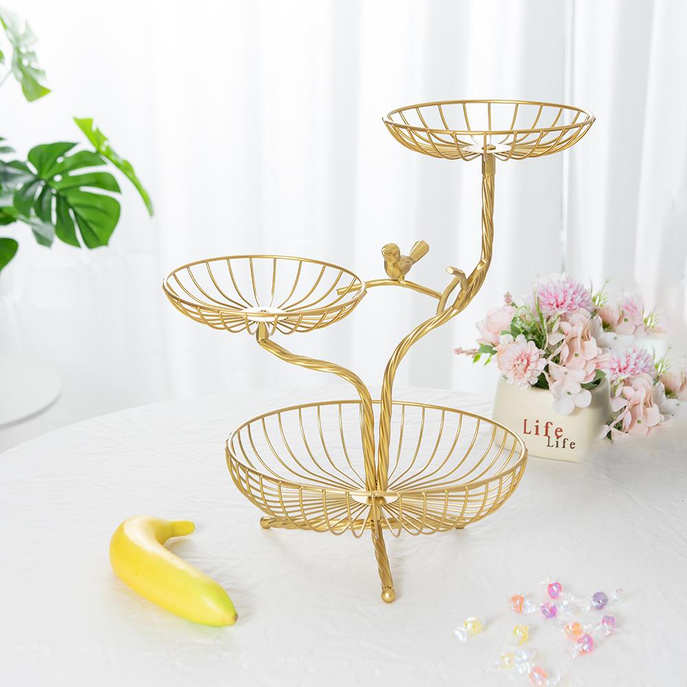 3-Tier Fruit Basket Holder Decorative Fruit Bowl Rack Metal Stand Table Countertop Holder For Vegetables Bread Snack Orangizer