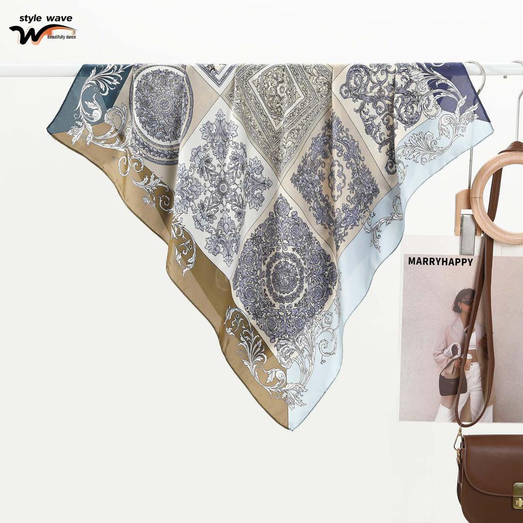 Retro Cashew Print Ladies' Faux Silk Neckerchief - Versatile and High-End Feel Square Scarf