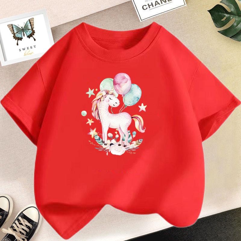 Cute Cartoon Girl T-shirts Girls Summer Unicorn Friends Clothes Baby T Shirts Children Short Sleeve Clothing Graphic T-shirt Tee