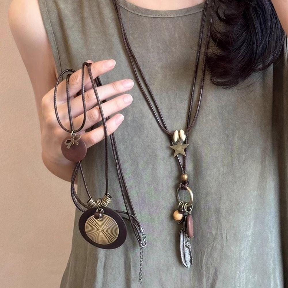 Girocollo Stile Bohemien Geometrico Lunga Catena per Maglione Collana Stile Etnico Accessori Gioielli