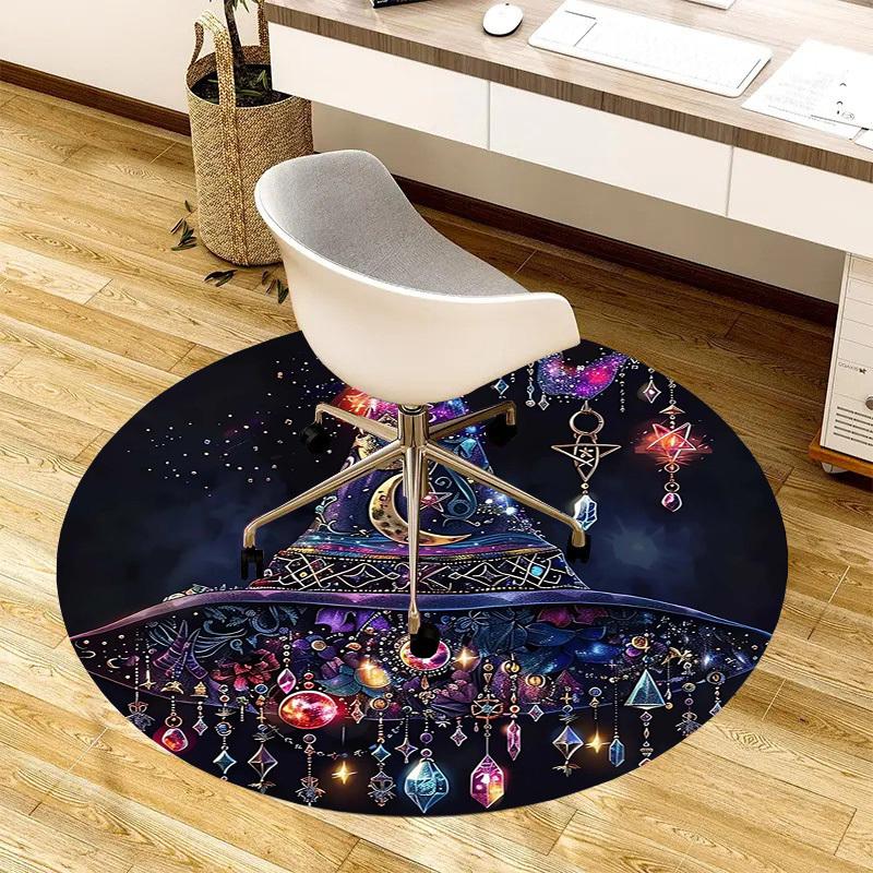 1pc Office Carpet Chair Mats Witch's Hat with Celestial Decorations Perfect for Decorating Office Chairs, Living Rooms, Or Bedrooms