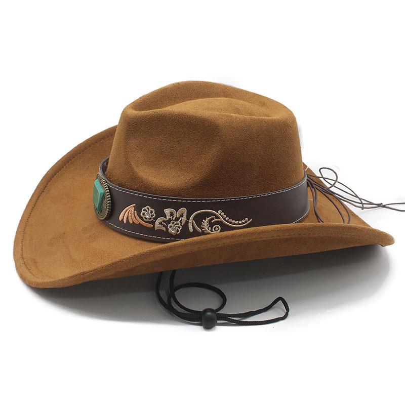 New ethnic style men's and women's jazz hats, European, American and British style new woolen top hats, western denim middle edge curl top hats