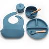 Children's Silicone Cutlery & Dinner Set: Bib, Spoon, Fork, Smiley Plate, and Bowl