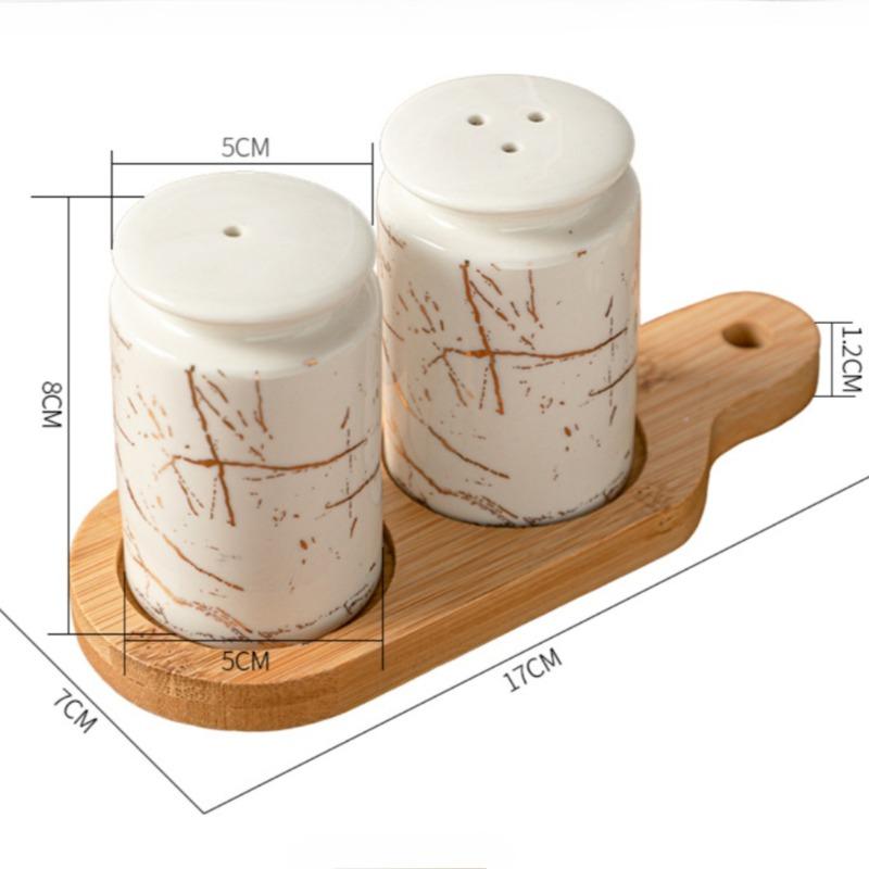 Nordic Ceramic Spice Jar Creative Marble Pattern Seasoning Box Set Household Pepper Sealed Seasoning Bottle Home Kitchen Supplie