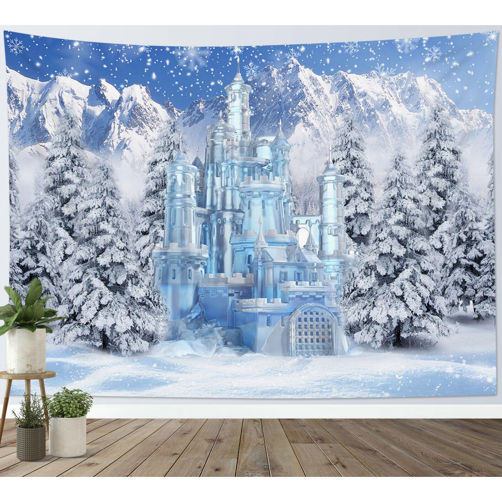 Tapestry Winter Castle Forest Snow 75x100