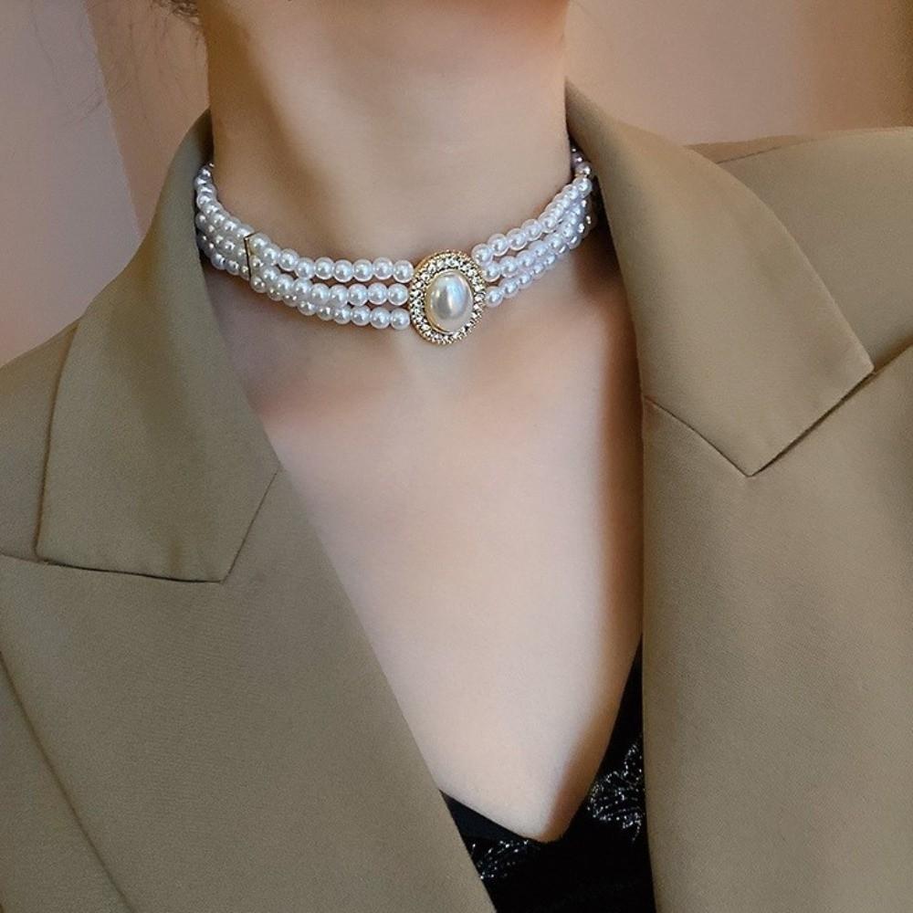 Jewelry Accessories Retro Pearl Necklace Clavicle Chain Pearl Choker Pearl Pendant  Wedding Bride