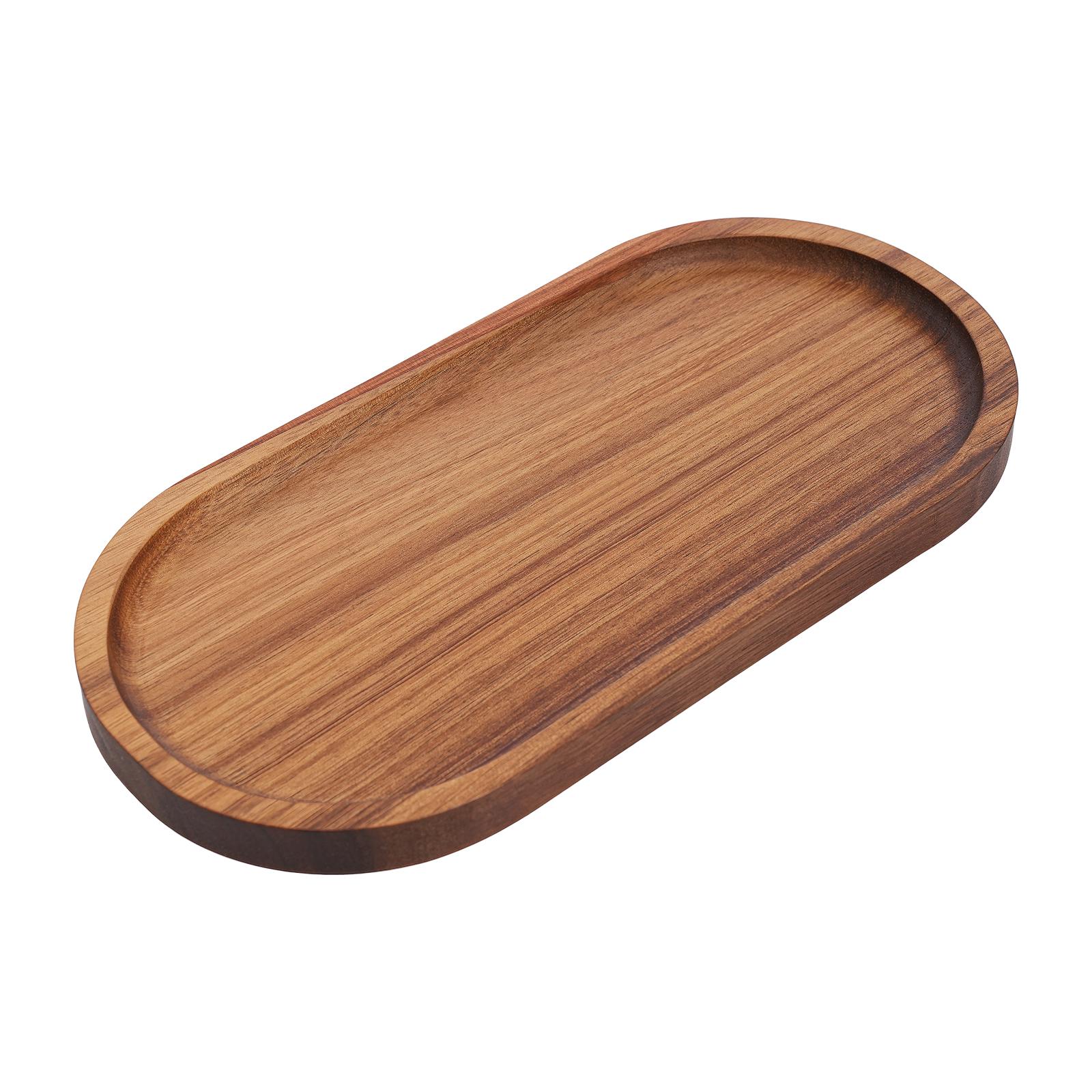 

12 Pcs Wooden Serving Tray Oval Wood Valet Deseert Plate Teaboard Natural Tea Food Server for Homes,Kitchens,Restaurants
