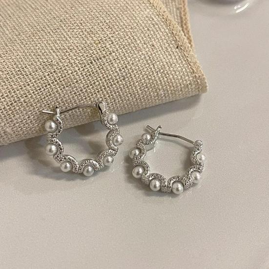Elegant French-Inspired Pearl Tassel Earrings: Unique Geometric Design for Women