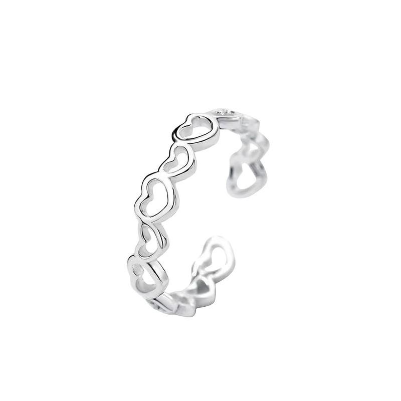 Luxury Adjustable Hollow Heart Ring - Women's Versatile Fashion Index Finger Ring