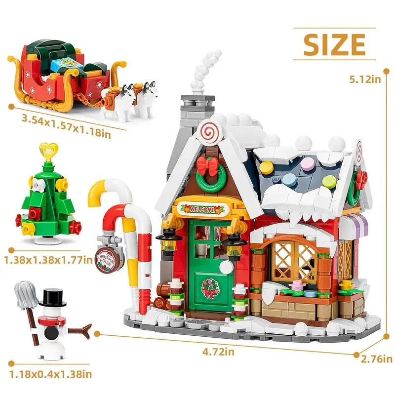 Forest House Building Blocks Snowman Cabin Toy Model Bricks Holiday Decoration Kids DIY Toys Unique Holiday Gift