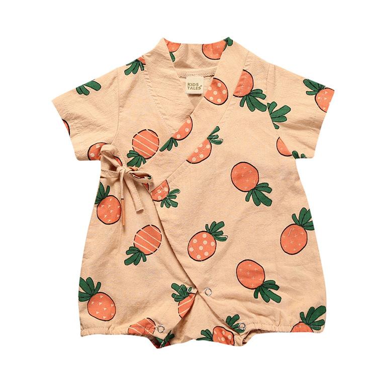 KIDDIEZOOM Summer Infant Toddler Newborn Baby Girls Lemon Printed Short Sleeve Bodysuit Casual Baby Boy Jumpsuit Clothes