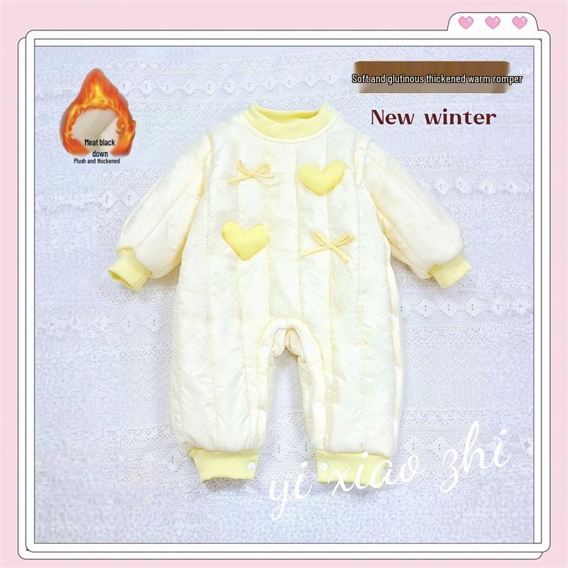 

Осенне-зимний детский ромпер с сердечками: Теплый и толстый в корейском стиле 66 cm