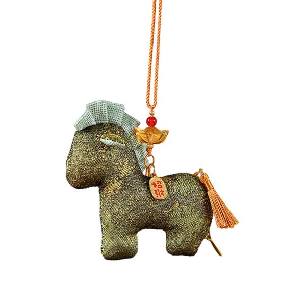 Stjärntecknet Häst Påse Traditionell Handbroderad Kinesiskt Hantverk Doftande Bilpåse Dekoration med Tofsar Och Rosetter Myggavvisande Uppfriskande