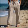 Autumn Men's Linen Trousers Summer Trousers Drawstring Elastic Waist Straight Stripes Comfortable Breathable Outdoor Daily