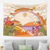 Whimsical Boho Rainbow Tapestry Wall Hanging Floral Art Retro Psychedelic Dreamy Cottagecore Home Decor