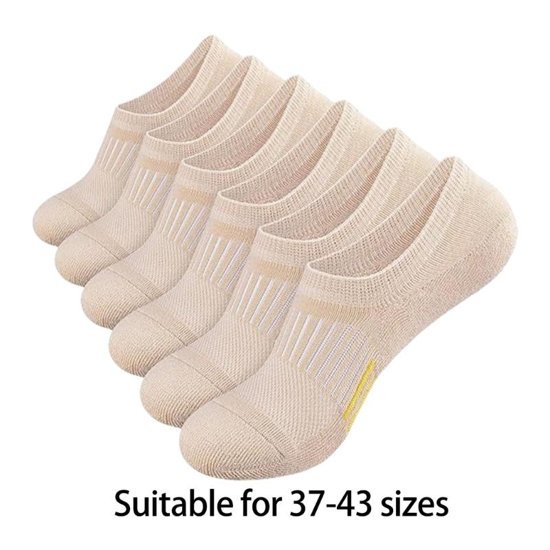 6 Pairs Invisible Trainer Socks for Women Men Breathable Ankle Length Low Cut Sneaker Boat Socks with Antislip Feature