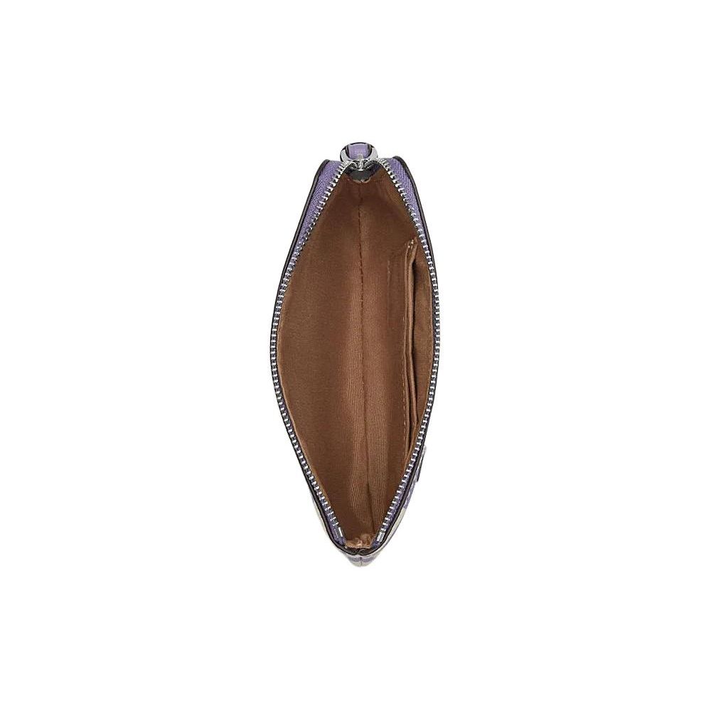 Coach Corner Zip 16 Checkered Print Zip Closure Faux Leather Clutch Small Women Clutch Violet Chalk-White CR813-SVWPB