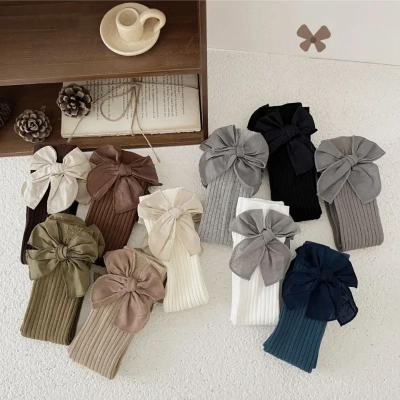 1 pár Sladké princeznovské mašle Ponožky do půli lýtka pro děti Dívky Vynikající Roztomilé Korejské módní ponožky Jarní Podzimní Měkké Česané bavlněné ponožky