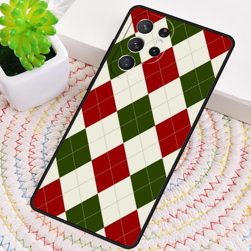 Red And Green Argyle Pattern Phone Case For Samsung Galaxy note 10 pro S26 S25 S24 S23 S22 Ultra Plus S21 FE S20 Cover