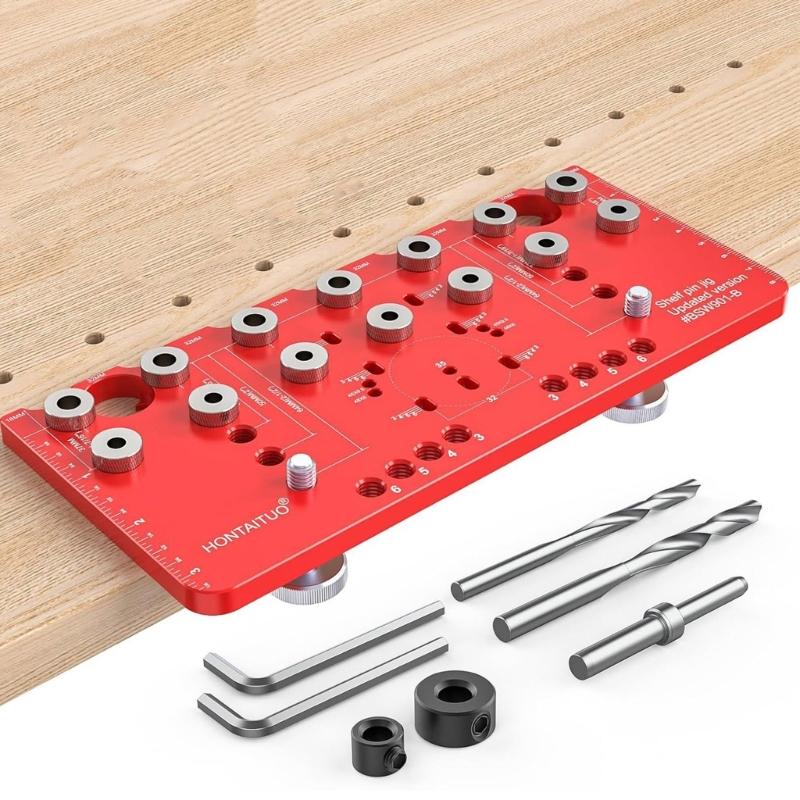 Aluminum 2 In 1 Hinge And Shelf Pin Drilling Jig For 5mm Straight Holes Precise Cabinet Door Installation Woodworking Tool