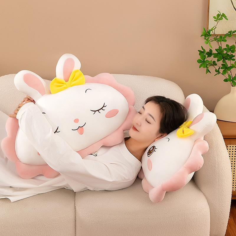 Flowers Rabbit Plush Doll Cartoon Cushion Girl Sleeping Pillow with Legs