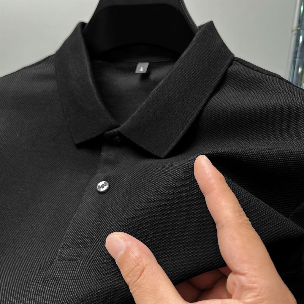 Poloskjorte herre T-skjorte Kortermet sommer Ensfarget Business Casual Lapel Mercerized Cotton Halvermet T-skjorte for menn for menn