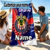 Custom Name Personalized Club Deportivo Guadalajara Print Beach Towel, for Trip Camping Beach Party Home Decor, Birthday Gift for Family & Friends