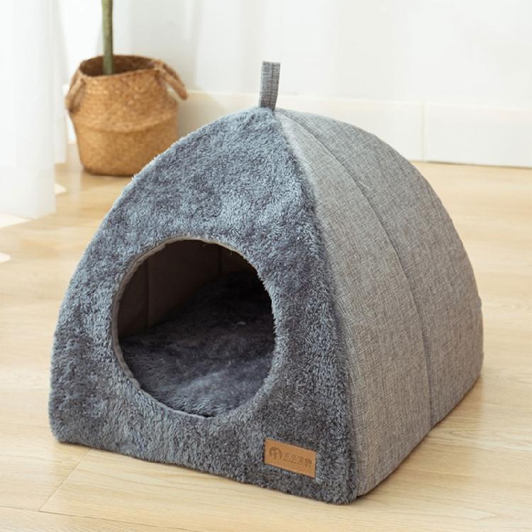 Teepee Shape Cat Cave Bed Pet Tent House Soft Cushion Anti-Slip Bottom