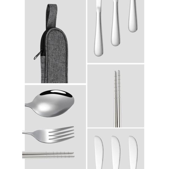 Stainless Steel Cutlery Set 4-Piece Retro Tableware Fork Spoon Chopsticks Knife with Storage Bag Mirror Polished Dishwasher