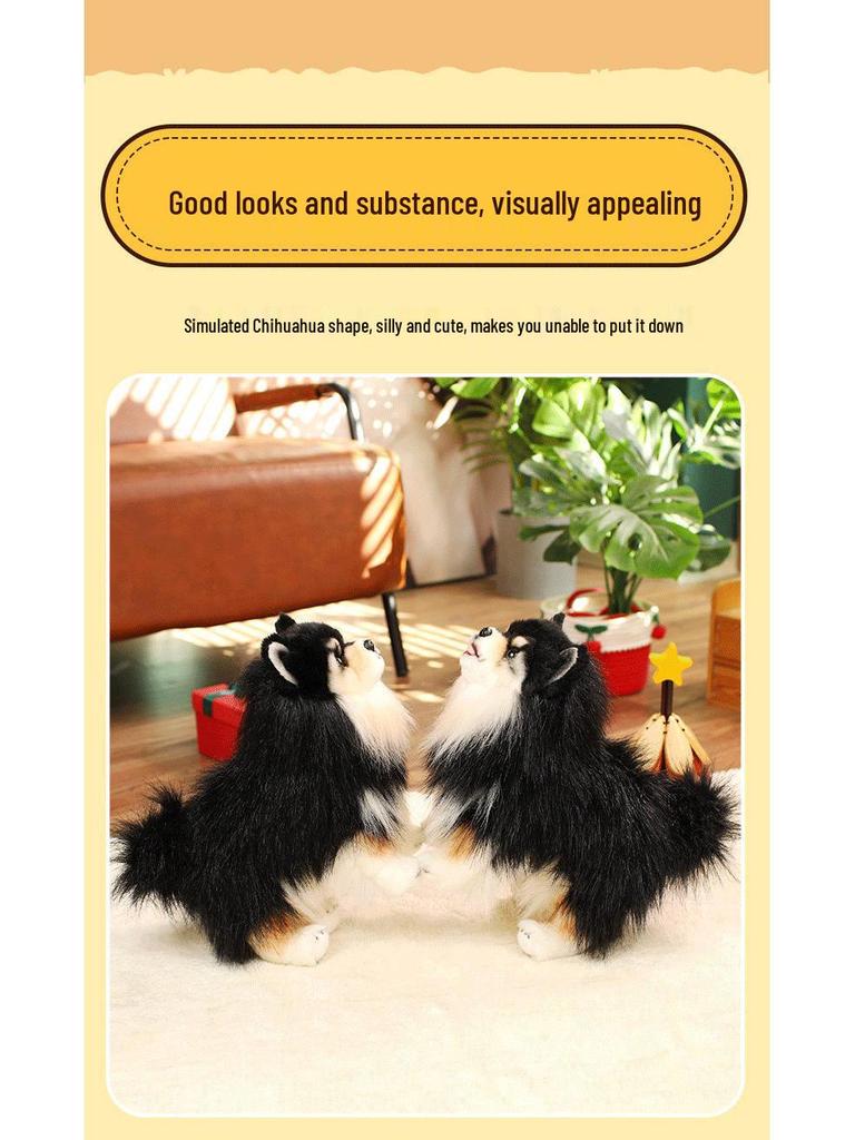 Creative Cute Black Pomeranian & Chihuahua Plush Toy Animal Ornament