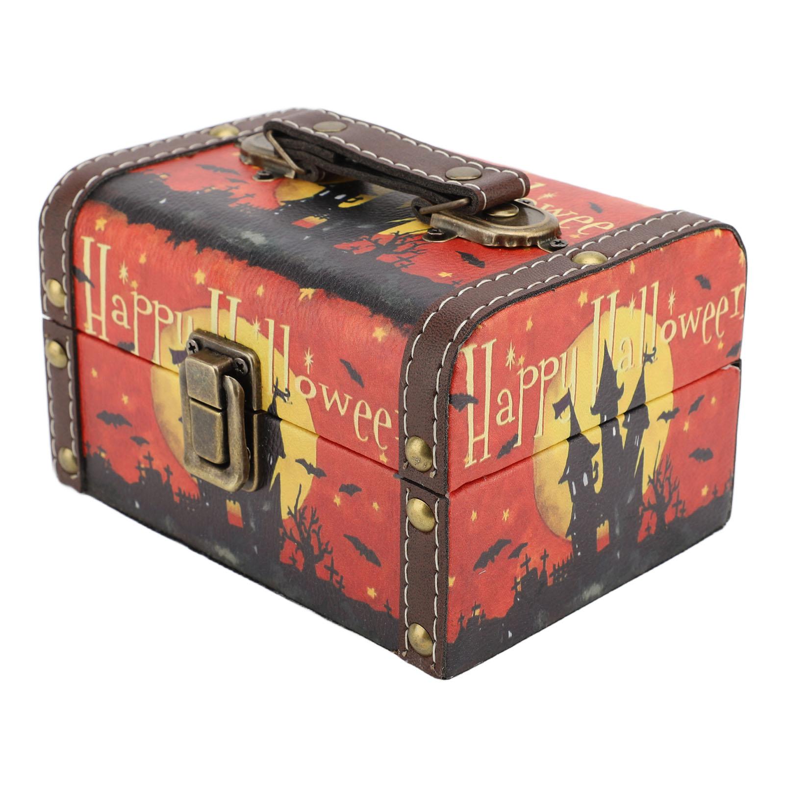 

Декоративный сундук с сокровищами, жуткий узор дома с привидениями, винтажный кожаный деревянный ящик для хранения