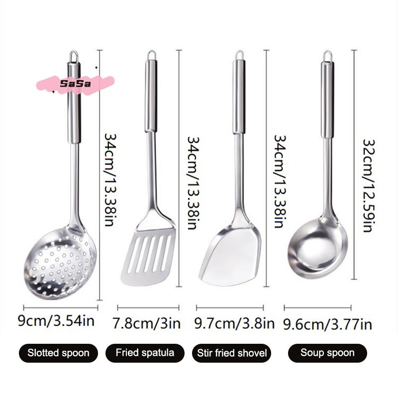 4Pcs Stainless Steel Kitchen Utensil Set Shovel Frying Spoon Soup Colander Spatula Kitchen Tools Set
