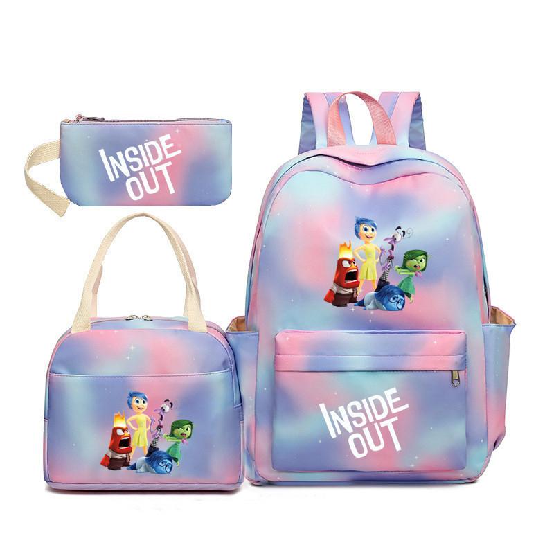 Ideout team gradual change color rainbow backpack boys and girls three-piece set