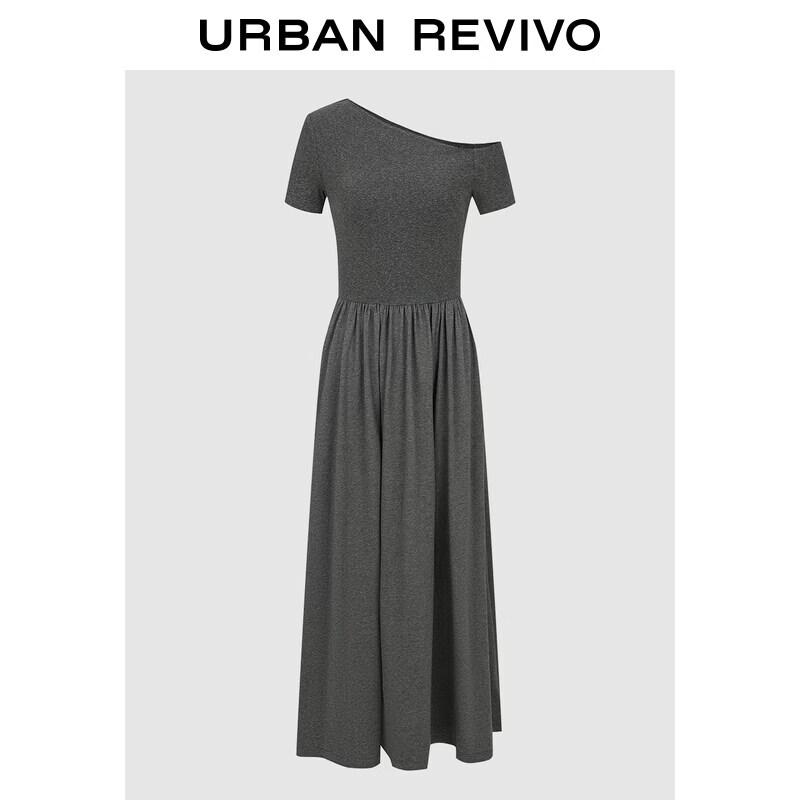 UR2026 Elegant Asymmetric Shoulder Midi Dress XS