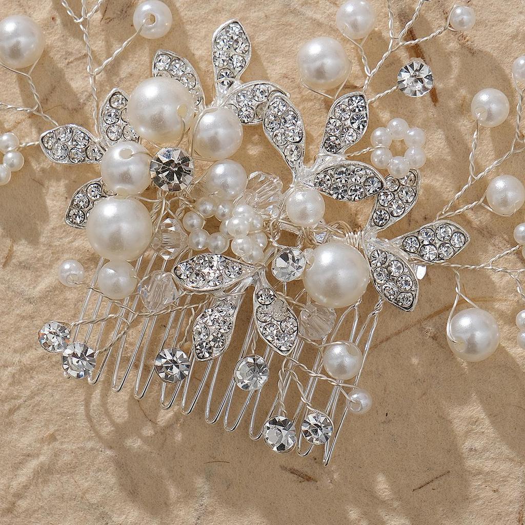 Handmade Pearl and Rhinestone Bridal Hair Comb - European & American Styles