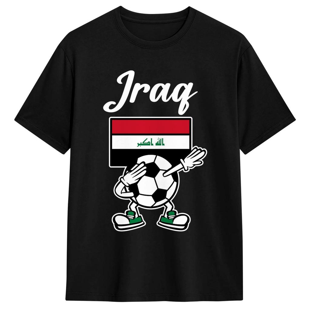 Harajuku TShirt Summer Iraq Flag Iraqi Soccer Fashion TShirts Pure Cotton Tshirt for Unisexs Aesthetic Short Sleeve Top Tees