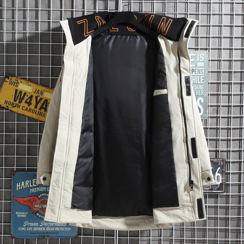 Men's and Women's Medium-length Large Size Hooded Cotton Jacket Thickened Warm and Cold-resistant Casual Comfortable White Duck Down Feather Jacket