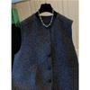 Elegant and Chic Sleeveless Woolen Vest for Women, Autumn Loose Fit Waistcoat Jacket with Noble Style