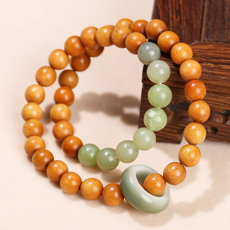 Sandalwood Bead Bracelet Double Hoop Bodhi Hand String for Men Women Retro Simple Natural Stone Vintage Hand Jewelry Accessories