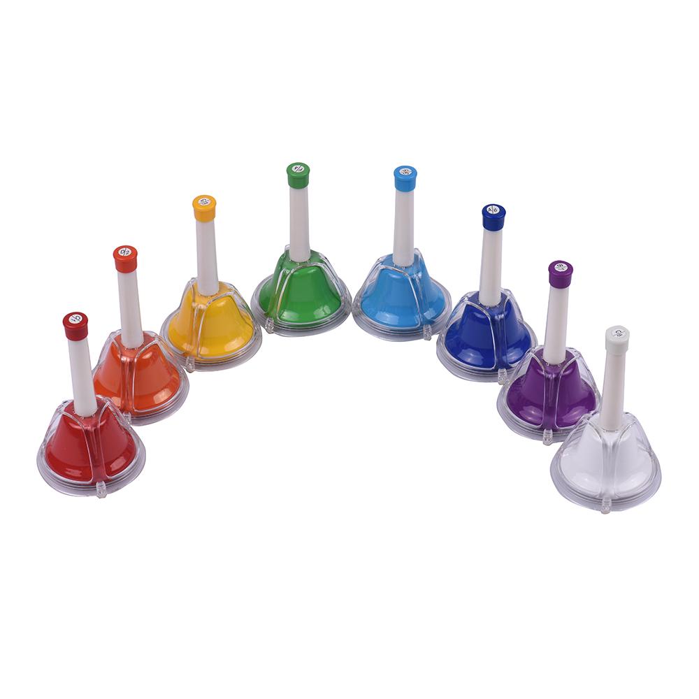 8 hinweis Diatonische Metall Glocke Bunte Handbell Hand Percussion Glocken Kit Musical Spielzeug für Kinder
