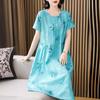 High-End Summer Cotton & Linen Dress for Middle-Aged and Elderly Women: Loose, Slimming, Over-Knee Mid-Length Style